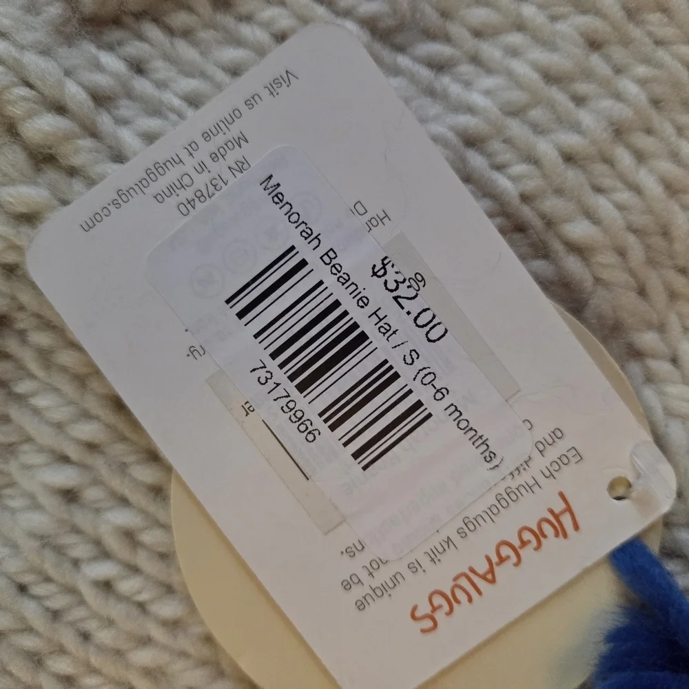 HUGGALUGS NWT Menorah Beanie Hat 0-6 Months